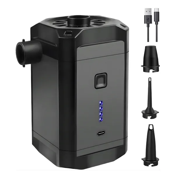 POMPKA ELEKTRYCZNA AKUMULATOROWA DO MATERACA PIŁKI BASENU USB 3 KOŃCÓWKI