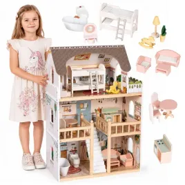 drewniany-domek-dla-lalek-laura-3-pietra-5-pomieszczen-15-mebelkow-ecotoys