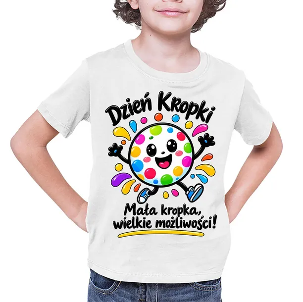 KOSZULKA T-SHIRT DZIECIĘCA NA DZIEŃ KROPKI DO PRZEDSZKOLA SZKOŁY PREZENT