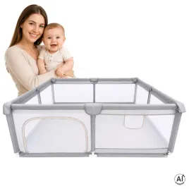 kojec-dla-dziecka-150x200cm-skladany-dzieciecy-suchy-basen-plac-zabaw-szary