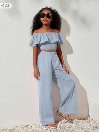 shein-blekitne-spodnie-materialowe-dzieciece-z-bawelny-128-134cm-1la
