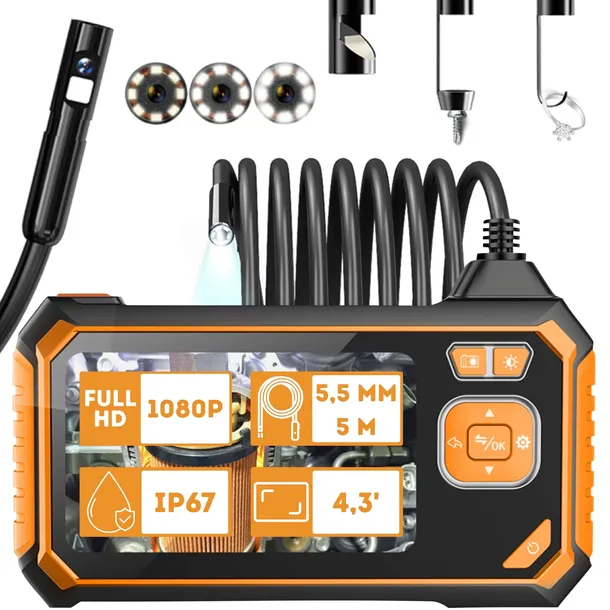 KAMERA INSPEKCYJNA DUO IP67 ZOOM FHD 5,5mm WARSZTATOWA ENDOSKOPOWA DO RUR