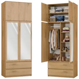 szafa-z-lustrami-nadstawka-na-ubrania-90-cm-2-szuflady-2-lustra-dab-artisan