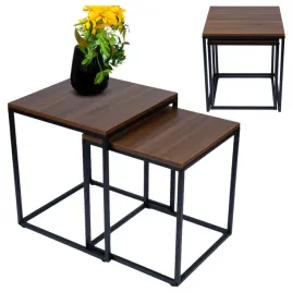 stoliki-kawowe-kwadratowe-zestaw-2w1-loft-nowoczesne-orzech-wloski-52-cm