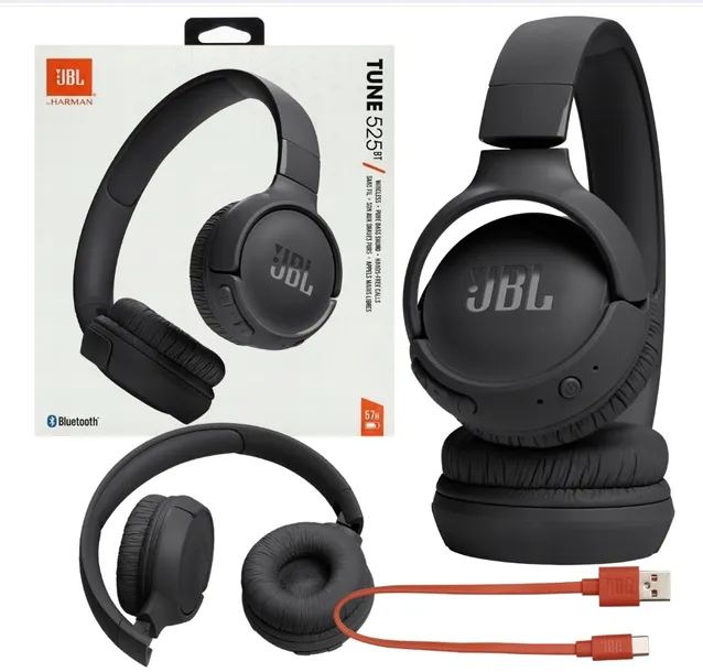 Nauszne słuchawki bezprzewodowe JBL Tune 525BT Czarne Bluetooth 5.3 USB-C