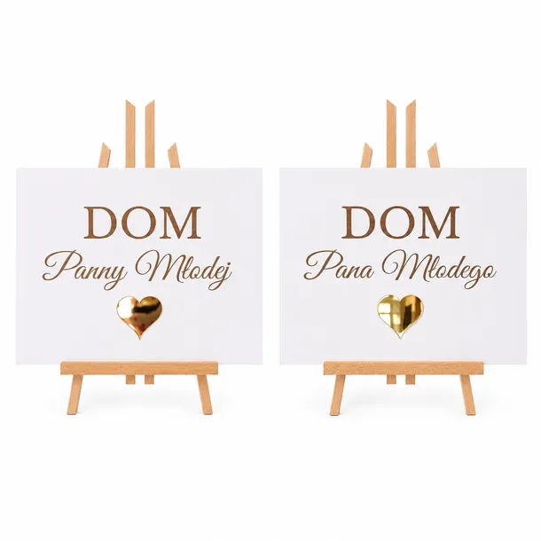 zestaw 2x sztaluga + 2x tablica DOM Panny Młodej / Pana Młodego dekoracja