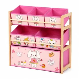 drewniany-regal-organizer-na-zabawki-motyw-rozowy-kroliczek-pokoj-dzieciecy