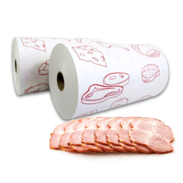 Papier Pakowy z PE Do Wędlin Serów Ryb Rolka Biały Z Nadrukiem 35 cm 10 kg