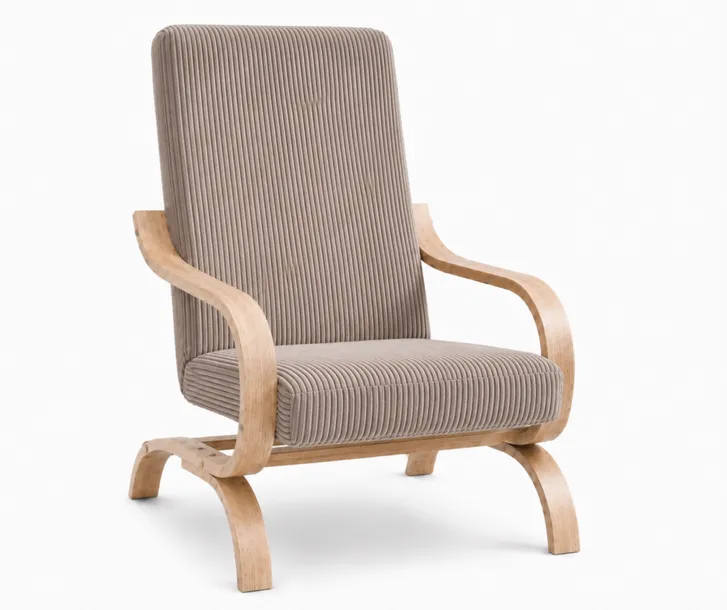 Fotel Relaxo wypoczynkowy salon drewno sonoma materiał brązowy Z5