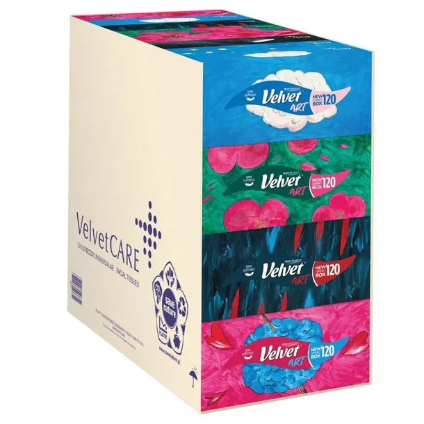 Velvet ART Chusteczki Higieniczne Uniwersalne 3-Warstwowe Karton 32 x 120 Sztuk