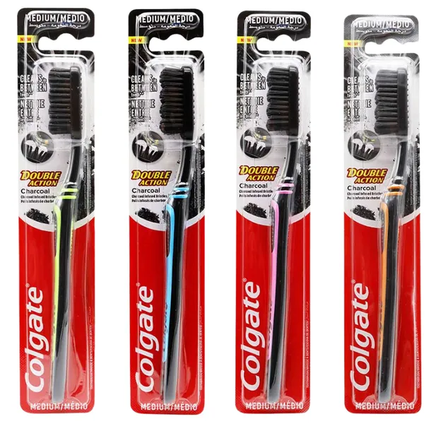 Colgate Charcoal Double Action Szczoteczka do Zębów Średnia 1 Sztuka