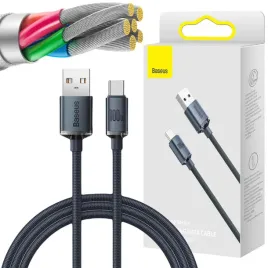 kabel-usb-a-usb-c-baseus-crystal-cajy000401-120cm-100w-6a-qc-3-0-w-oplocie-premium