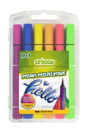 pisaki-pedzelkowe-cricco-11-1-kolorow-z-czarnym-konturem-etui-plastikowe