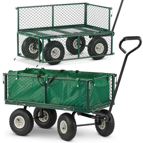 Wózek ogrodowy transportowy taczka z siatką HIGHER 450kg + plandeka