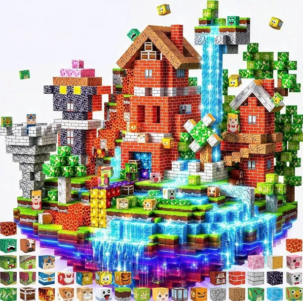 Klocki Magnetyczne Minecraft 500 Elementów 30 Figurek Kreatywne dla Dzieci