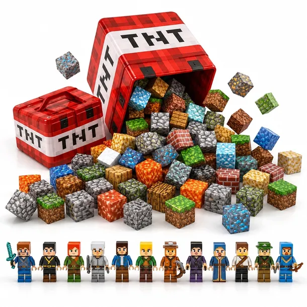 Klocki Magnetyczne Minecraft 240 Elementów 15 Figurek Kreatywne dla Dzieci