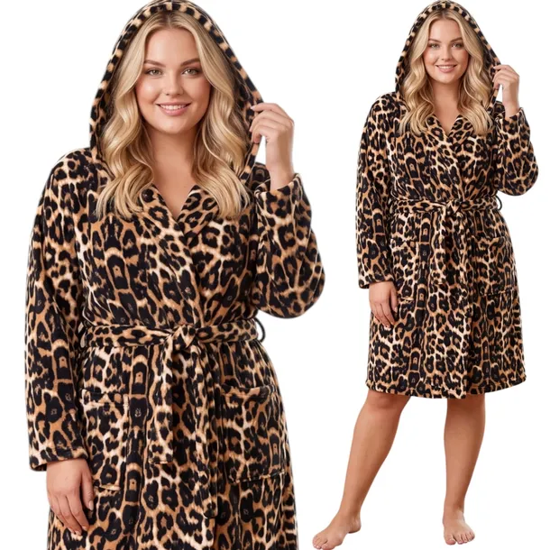 SZLAFROK DAMSKI POLAROWY Z KAPTUREM PLUS SIZE MORELLA