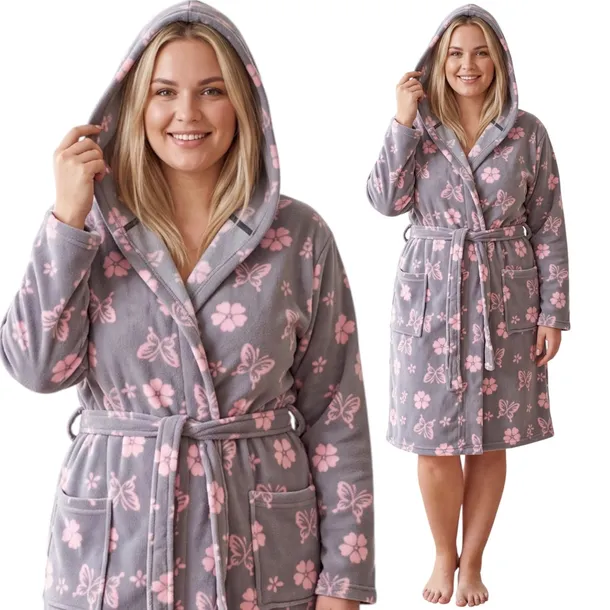 SZLAFROK DAMSKI POLAROWY Z KAPTUREM PLUS SIZE MORELLA