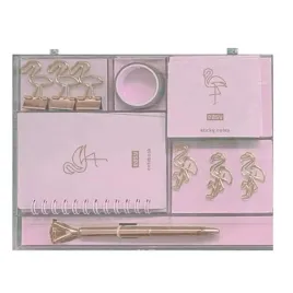 easy-stationery-zestaw-biurowy-flaming-notes-dlugopis-spinacze-tasma