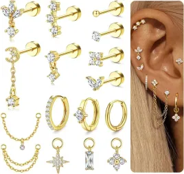 zloty-piercing-helix-zestaw-kolczyki-ze-stali-chirurgicznej-flatback
