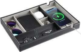 procase-taca-organizer-na-biurko-ze-sztucznej-skory-6-przegrodek-telefon-zegarek-klucze-portfel-czarny
