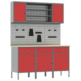 stol-warsztatowy-7-szt-czerwony-150-x-55-x-200-cm-stal
