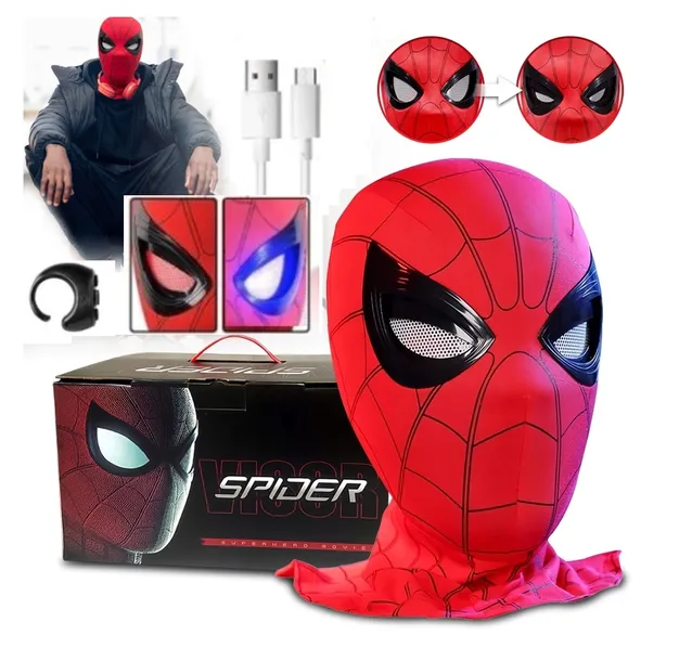 SPIDERMAN MASKA ZDALNIE STEROWANA COSPLAY DLA DZIECI HALLOWEEN KOSTIUM LED