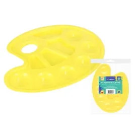 starpak-plastikowa-paleta-do-farb-z-uchwytem-10-miseczekpastel-zolta