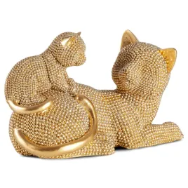 zlota-figurka-kotki-z-kociakiem-19x9x12-cm