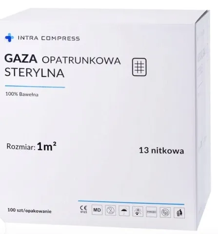 Gaza jałowa opatrunkowa 1m2 bawełniana 13-nitek 100 sztuk