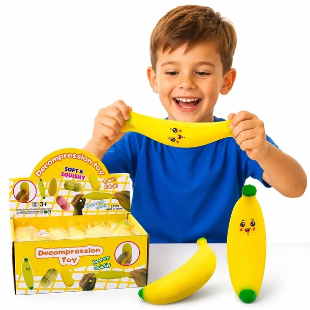 Gniotek Banan Rozciągliwy Antystresowy Squishy Żółty Zabawka Sensoryczna