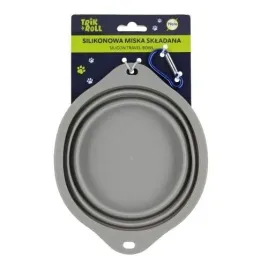 trikandroll-skladana-silikonowa-miska-dla-zwierzat-19-cm-szara-z-karabinczyki