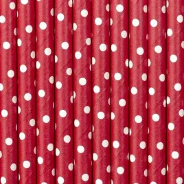partydeco-slomki-papierowe-czerwone-w-biale-kropki-195-cm-10-szt