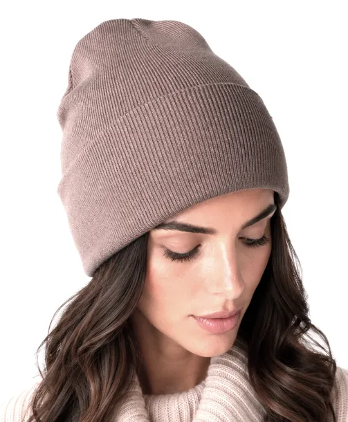 CZAPKA z kaszmiru i wełny – ciepła, miękka KOLOR TAUPE