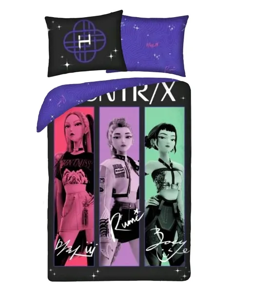 POŚCIEL HUNTRIX 140x200 CZARNA RÓŻ-FIO-ZIE DSYAS6W