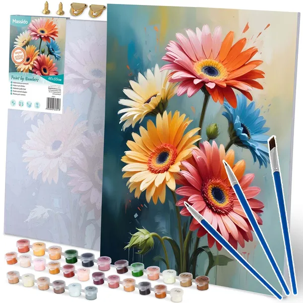 MALOWANIE PO NUMERACH OBRAZ 40x50cm NA RAMIE ZESTAW PĘDZLE+FARBY