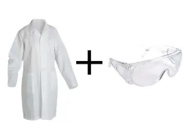 komplet-fartuch-laboratoryjny-bialy-bawelniany-medyczny-okulary-ochronne