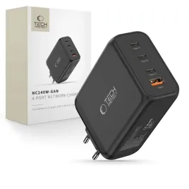 tech-protect-nc240w-gan-4-port-network-charger-pd-240w-qc3-0-black