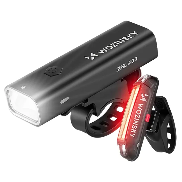 Zestaw lampek rowerowych Wozinsky WSBLB2 przednia 400 lm tylna Usb-c