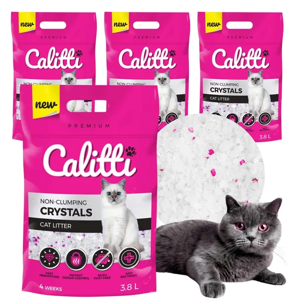 ŻWIREK SILIKONOWY CALITTI CRYSTALS PODŁOŻE DO KUWETA DLA KOTA 4x3,8L
