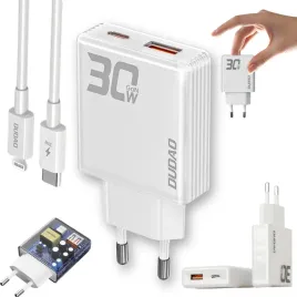 ladowarka-sieciowa-usb-gan-30w-usb-a-usb-c-kabel-usb-c-lightning