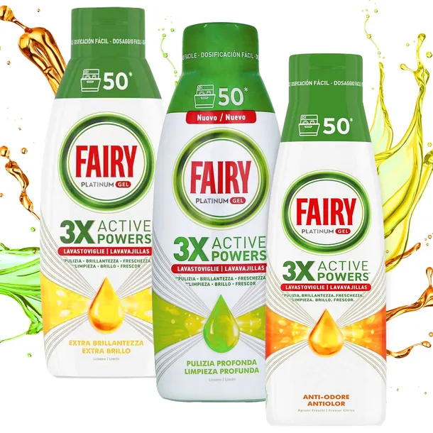 Fairy Platinum Gel Żel do Zmywarki Mix 3x 900ml 150 Myć