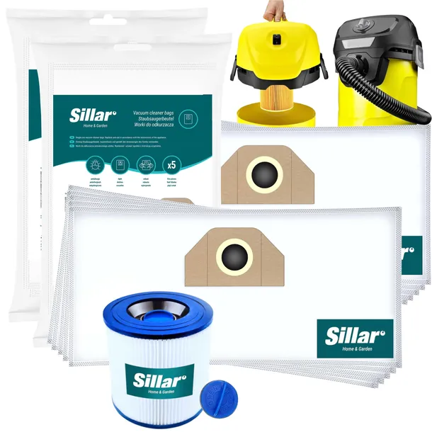 10x Worki + filtr zmywalny do odkurzacza Karcher WD2 WD3 KWD WD3.200 MV3