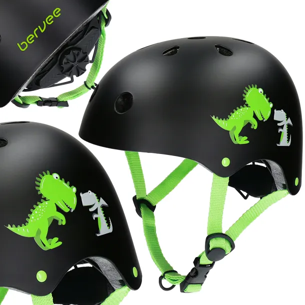 Kask rowerowy na rolki dziecięcy czarny Bervee nino XS/S (49-55 cm)