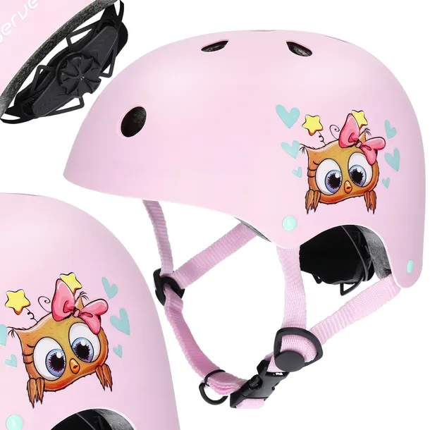 Kask rowerowy na rolki dziecięcy Bervee nino XS/S różowy (49-55 cm)
