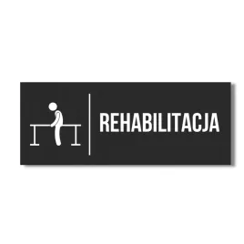 tabliczka-piktogram-napis-rehablitacja-30x10cm-cwiczenia-czarna-aluminiowa
