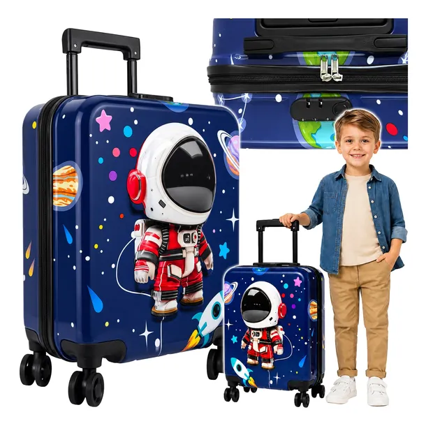 WALIZKA PODRÓŻNA KABINOWA BAGAŻ PODRĘCZNY KÓŁKA ASTRONAUTA DZIEŃ CHŁOPAKA