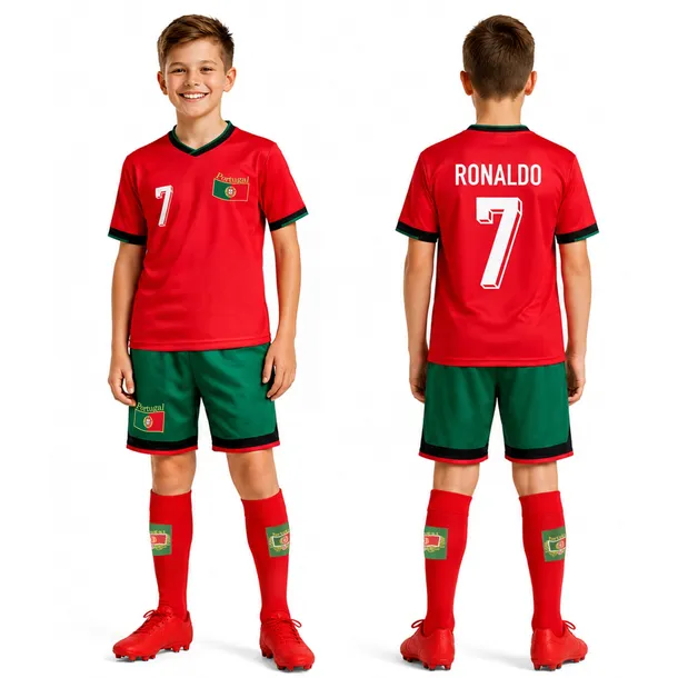 Strój piłkarski z getrami-RONALDO PORTUGALIA 2024 - 134cm