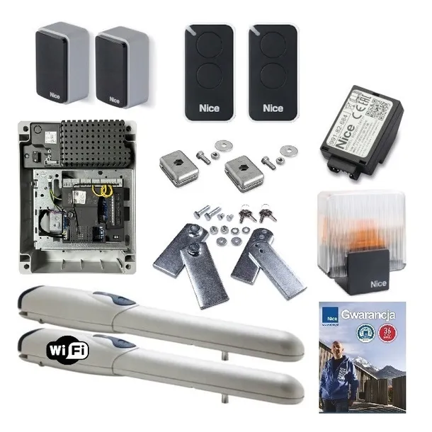 Zestaw NICE WINGO WG2024 24V do 4M + 2 PILOTY ERA INTI2 + LAMPA + BIDI WIFI