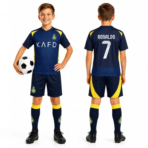Komplet z getrami - RONALDO AL-NASSR - GRANATOWY - 128 cm